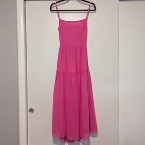 Hot Pink Tiered Midi Dress